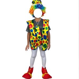 Colorful Clown Costume with Accessories 7 Piece Set Unisex Size Large